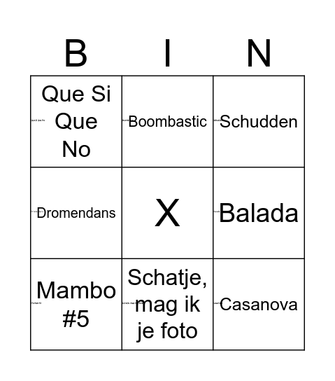 UFO Foute Bingo Card