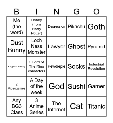 Infinite Craft Super Serious Tournament Bingo Card