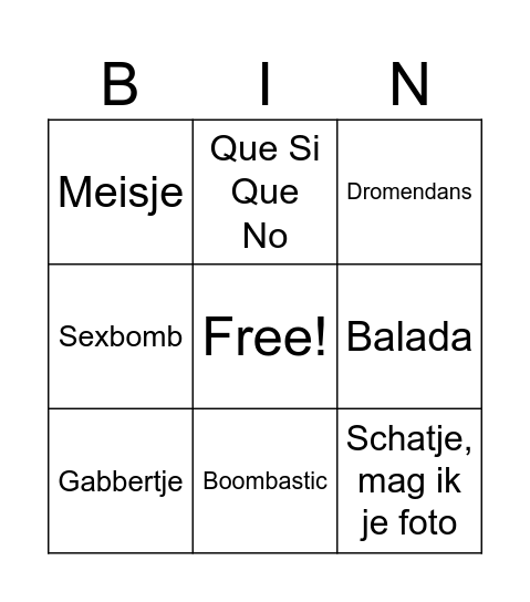 UFO Foute Bingo Card