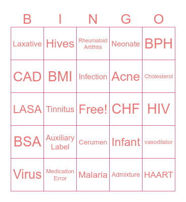 Words of the Day Bingo Card