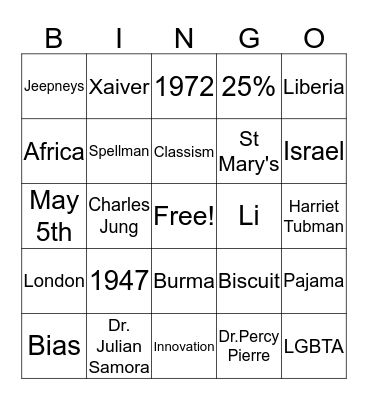 Diversity Bingo Card