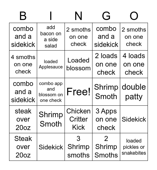 ROADHOUSE BINGO Card