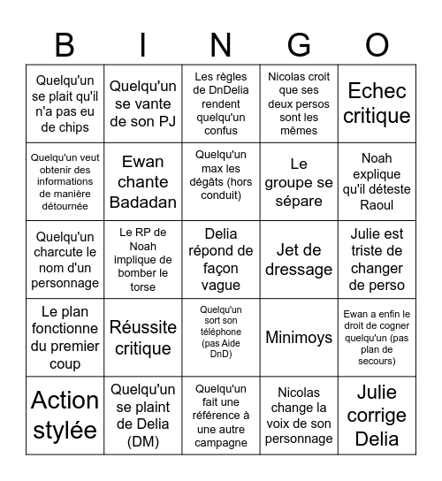 D&Delia prologue/2 Bingo Card