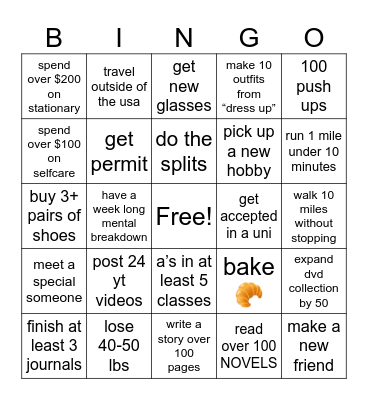 anya’s 2024 bingo Card