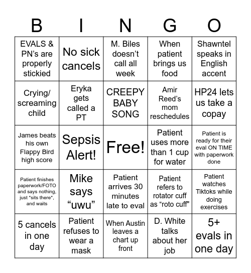 Aurora MOB BINGO Card
