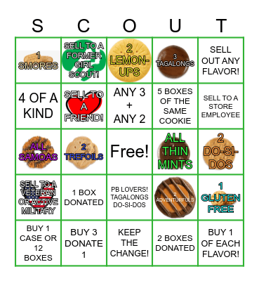 Girl Scout Cookie Bingo Card