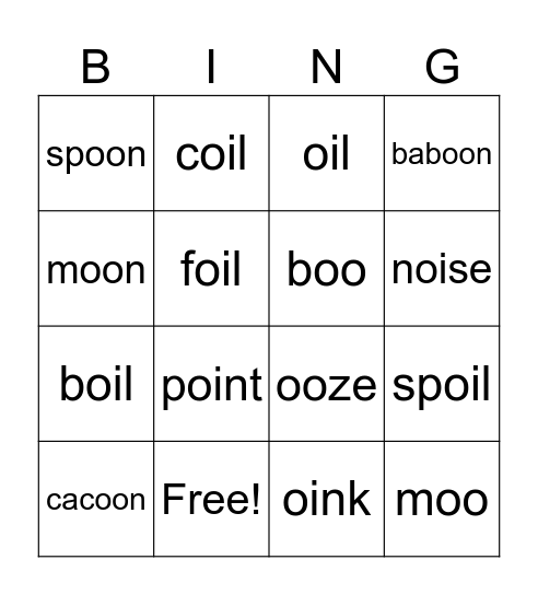 OO, OI Bingo Card