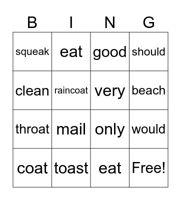cycle 20 Bingo Card