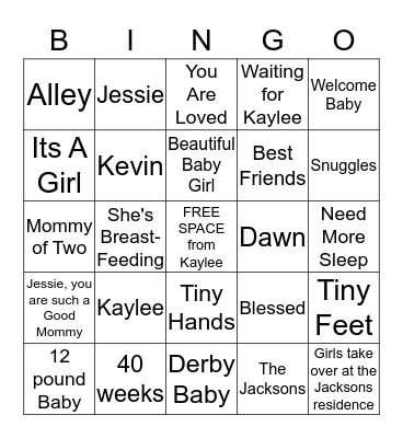 Jessie Is Ready To Pop  Bingo Card