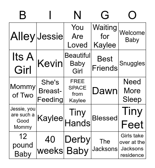 Jessie Is Ready To Pop  Bingo Card