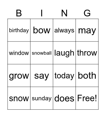cycle 21 Bingo Card