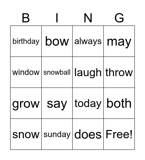 cycle 21 Bingo Card