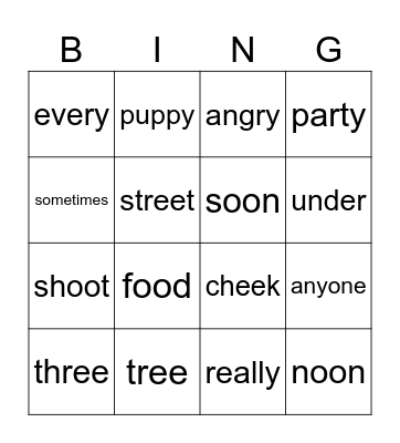 cycle 21 Bingo Card