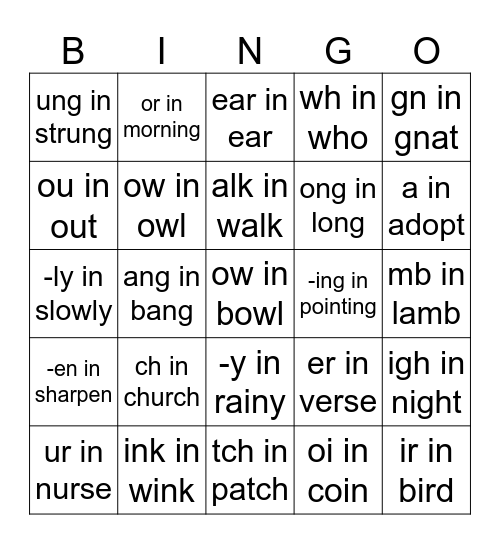 Abeka Charts 8-10 Bingo Card