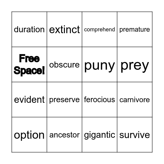 WW5 Lesson 3 Vocab Bingo! Bingo Card