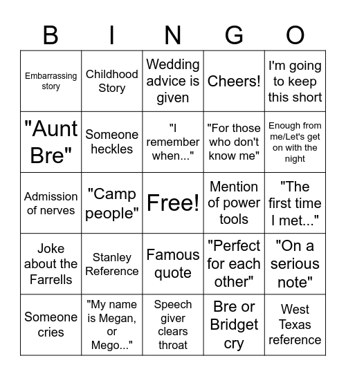 BREGET BINGO Card