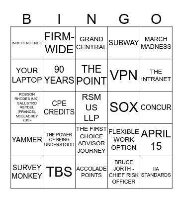 RAS CONFERENCE 2016 Bingo Card