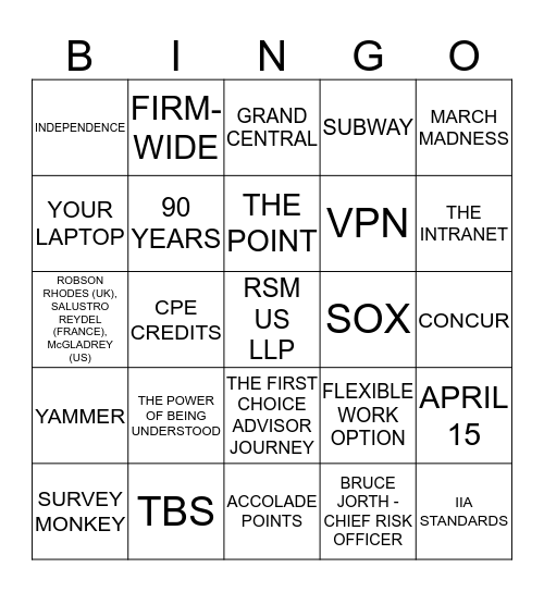 RAS CONFERENCE 2016 Bingo Card