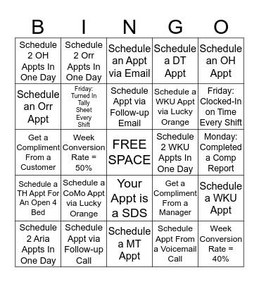 SALES BINGO Card