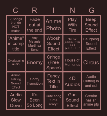 Edit Audio Binger Bingo Card