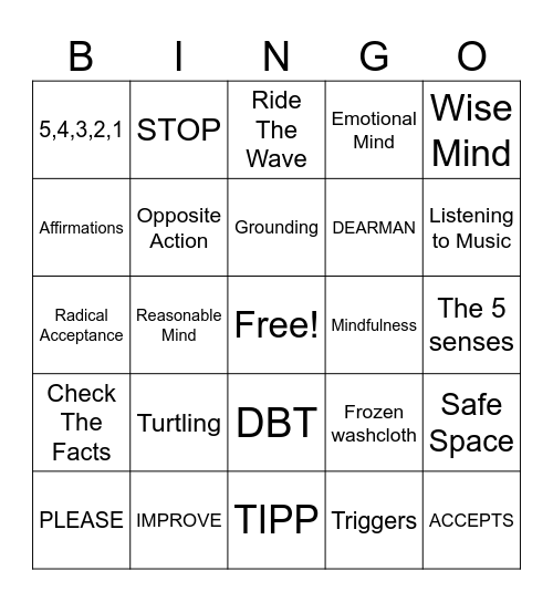 Safety Planning Bingo! Bingo Card