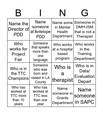 Find Someone in PDD Bingo Card