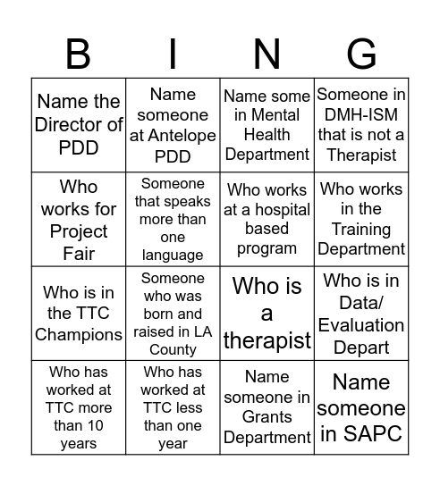 Find Someone in PDD Bingo Card