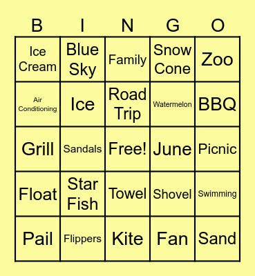 Summer Bingo Card