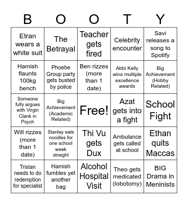 2024 BOOTY Bingo Card