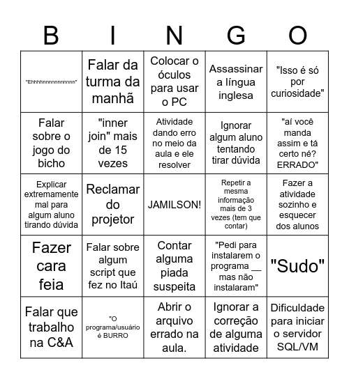 Jaja Bingo Card