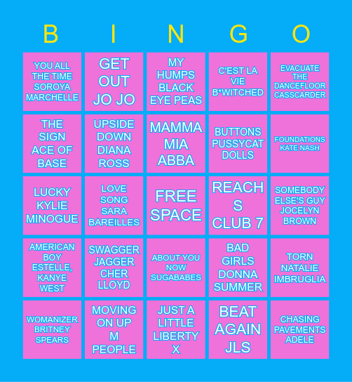 MUSICAL Bingo Card