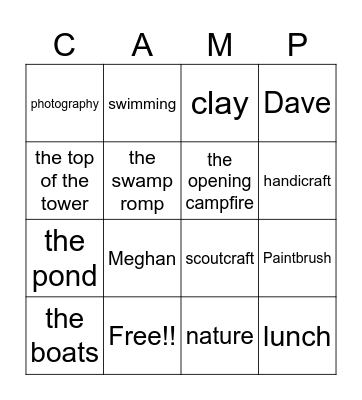 camp bingo Card