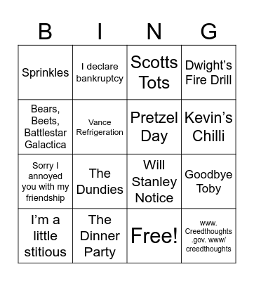 Round 3: The Office Bingo Card