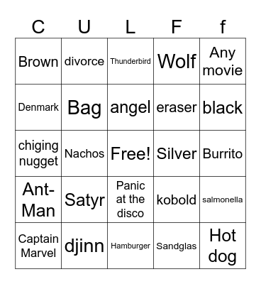 Infinete craft Bingo Card