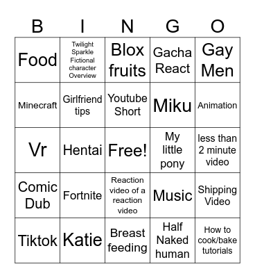 Youtube 2.0 Bingo Card