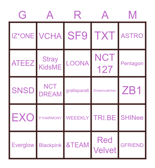 Garamsitas Bingoo Bingo Card