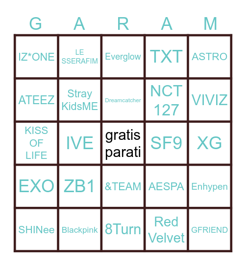 Garamsitas Bingoo Bingo Card