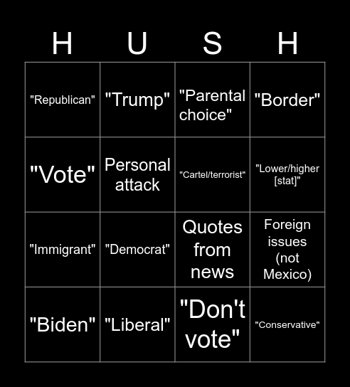 Political Advertisement Bingo Card