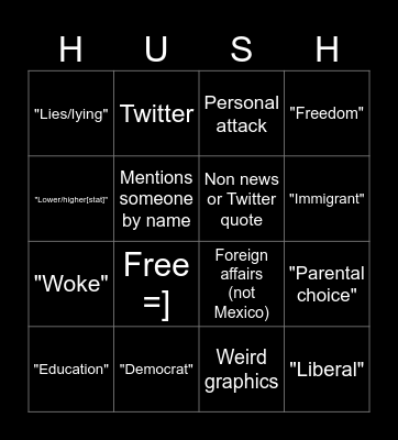 Political Ad bingo Card