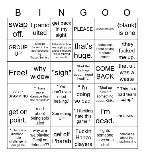 OW Bingo Card Bingo Card