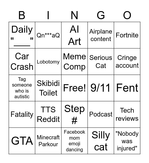 Instagram Reels Bingo Card