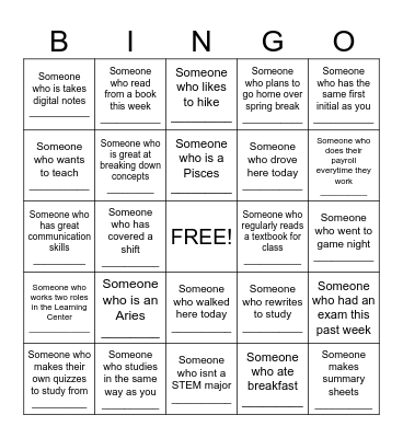 Saturday Training Bingo Card