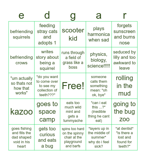 e d g a r Bingo Card