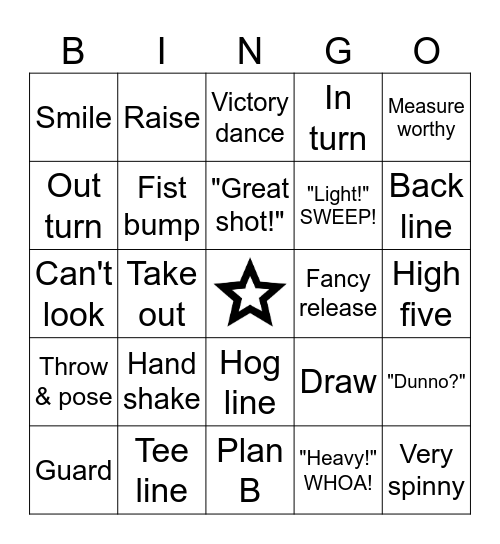 CURLING Bingo Card