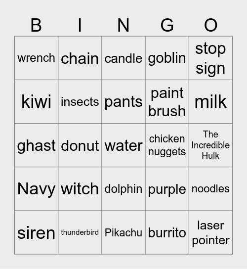 Infinite Craft Bingo Card