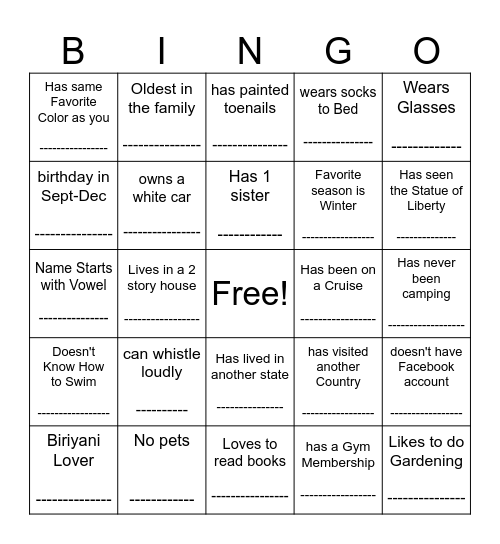 Untitled Bingo Card