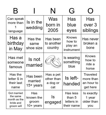 Find the Guest Bingo Card