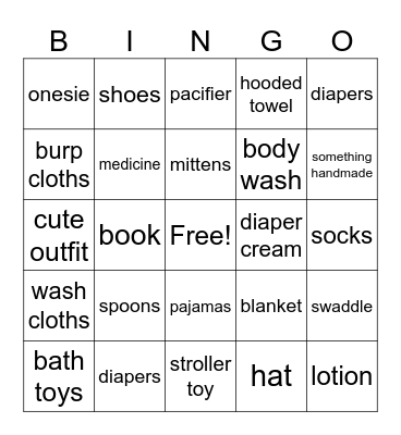 Baby Bingo Card