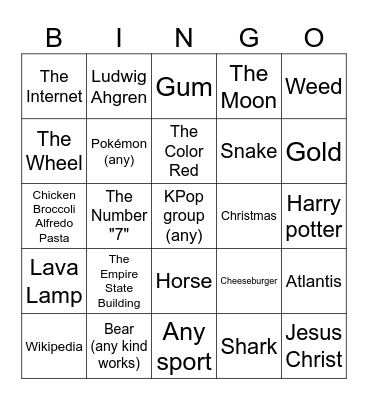 Infinite Craft Bingo Card
