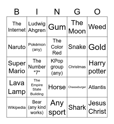 Infinite Craft Bingo Card